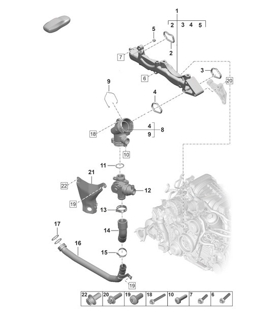 Diagram 105-050 Porsche Cayman 718C (982C) 2017>> Engine