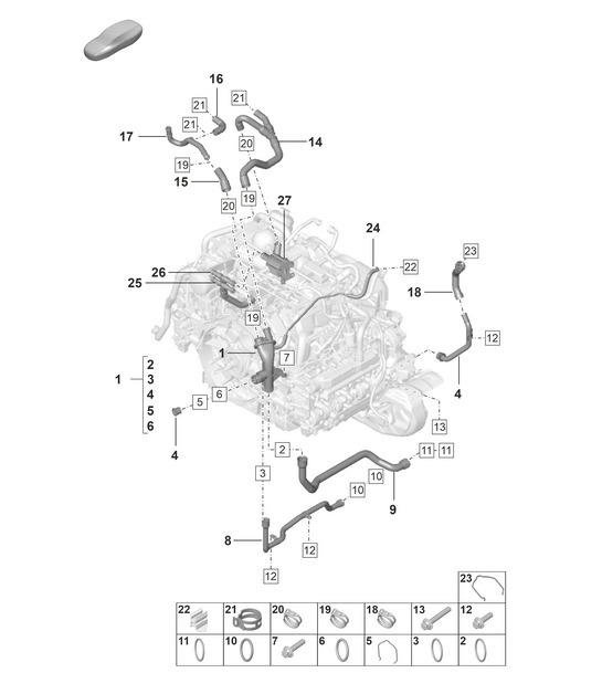 Diagram 105-060 Porsche Boxster 718 (982) 2017>> Engine
