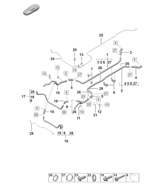 Diagram 105-300 Porsche Panamera 970 MK2 (2014-2016) Engine