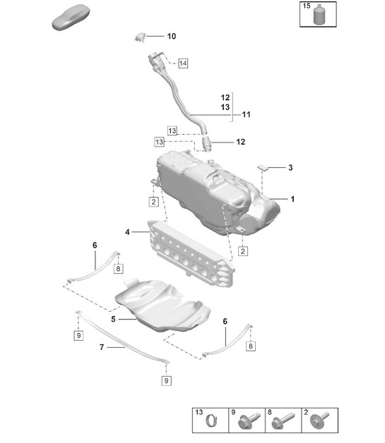 Diagram 201-000 Porsche 911 & 912 (1965-1989) Fuel System, Exhaust System