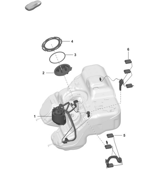 Diagram 201-050 Porsche Cayenne 92A (958) 2010-2017 Fuel System, Exhaust System