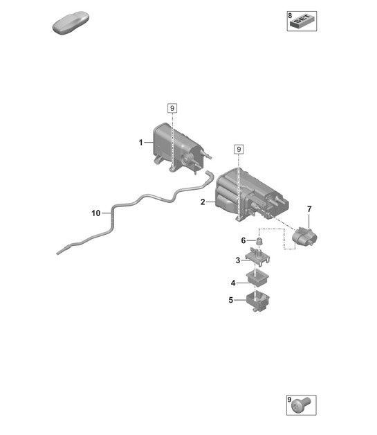 Diagram 201-200 Porsche 970.1 Panamera 4 V6 3.6L 4WD 2009-13 Fuel System, Exhaust System