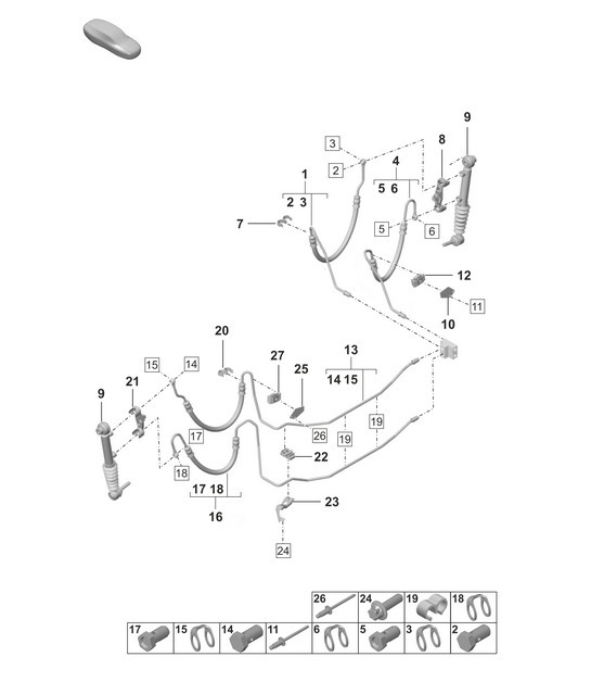 Hydraulic Line / Rear end - PDCC - (PR:1P7 - Anti-roll bar, active body control) 992.1 Carrera 2019 - 2024