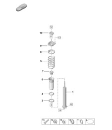 Suspension strut complete / Shock absorbers / Individual part  992.1 Carrera 2019 - 2024