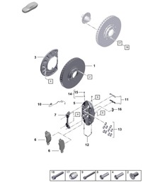 Disc brake / Front axle - 17' yellow - (PR:A8C, A8F+1LQ, 1LX, 1LZ)   992.1 Carrera 2019 - 2024