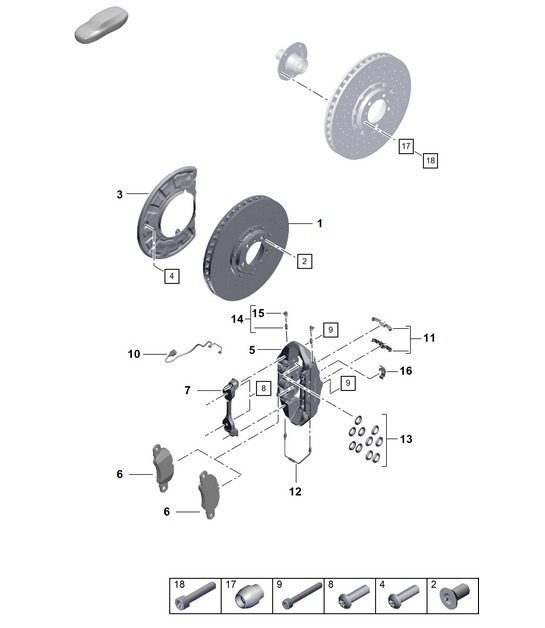 Diagram 602-020 Porsche Cayenne 9PA (955) 2003-2006 Wheels, Brakes