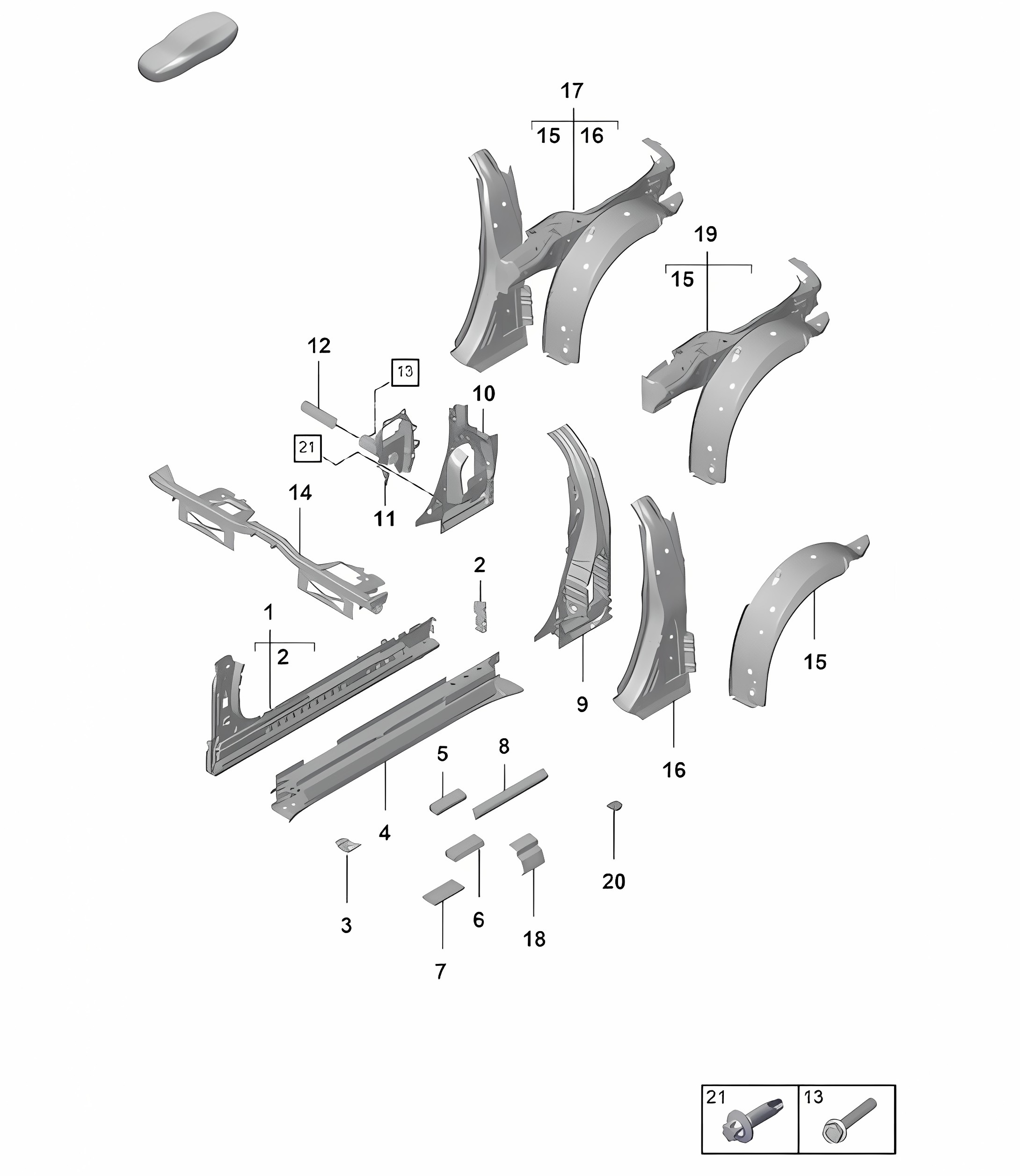 Sill / Side part - Targa  - INNER - 992.1 Carrera 2019 - 2024