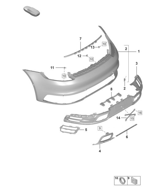 Diagram 802-601 Porsche 970.1 Panamera 4 V6 3.6L 4WD 2009-13 Body