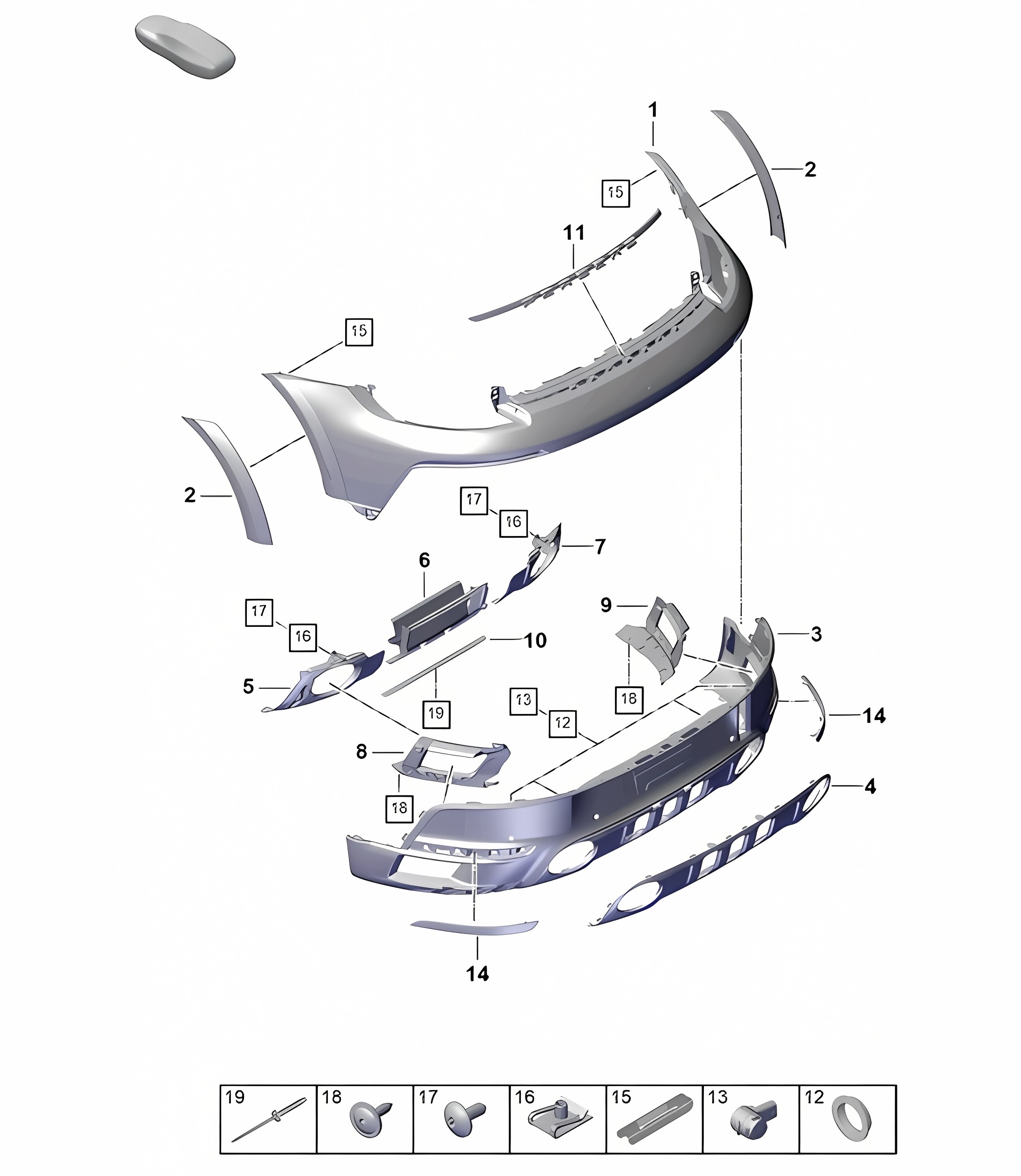 Bumper with: Accessories - REAR -  911 Dakar (PR:E7S) - (Model ECE) 992.1 Carrera 2019 - 2024