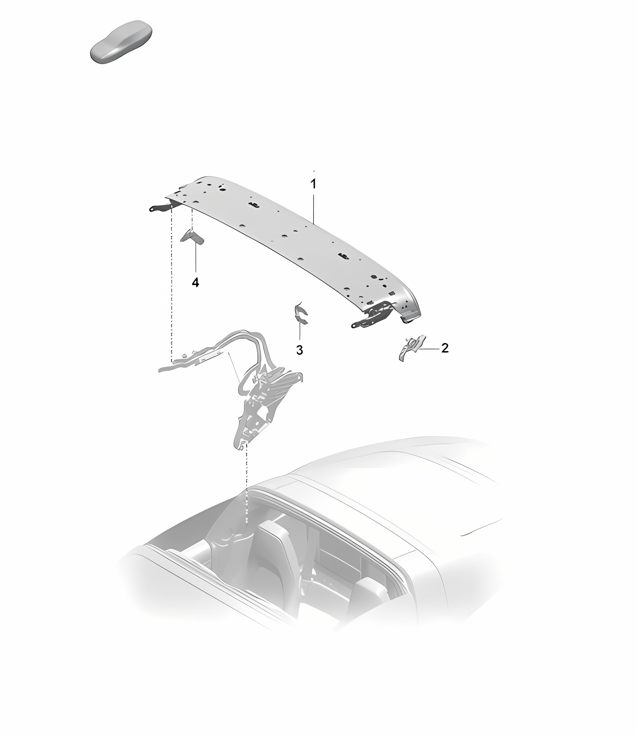 Top frame / Individual parts / Roof arch / Locking mechanism - SIDE - TRAGA - 992.1 Carrera 2019 - 2024
