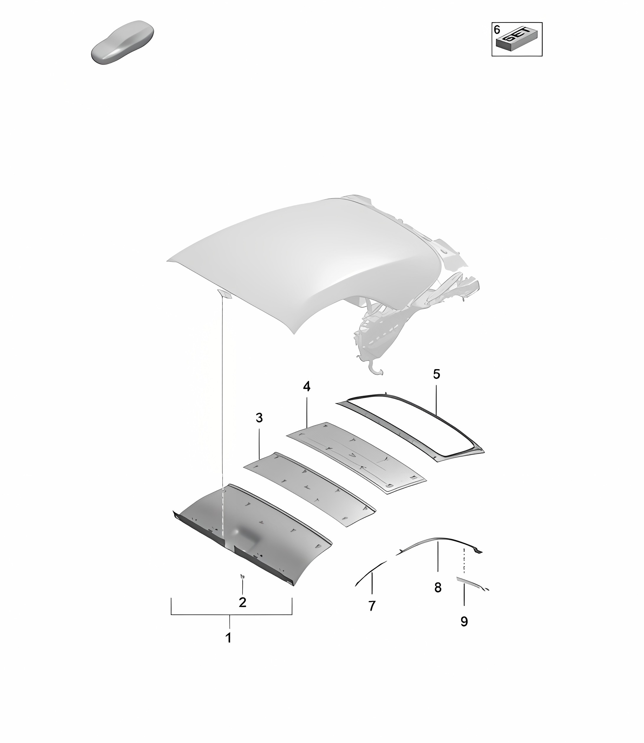 Soft top headliner / Trims - Cabrio - 992.1 Carrera 2019 - 2024