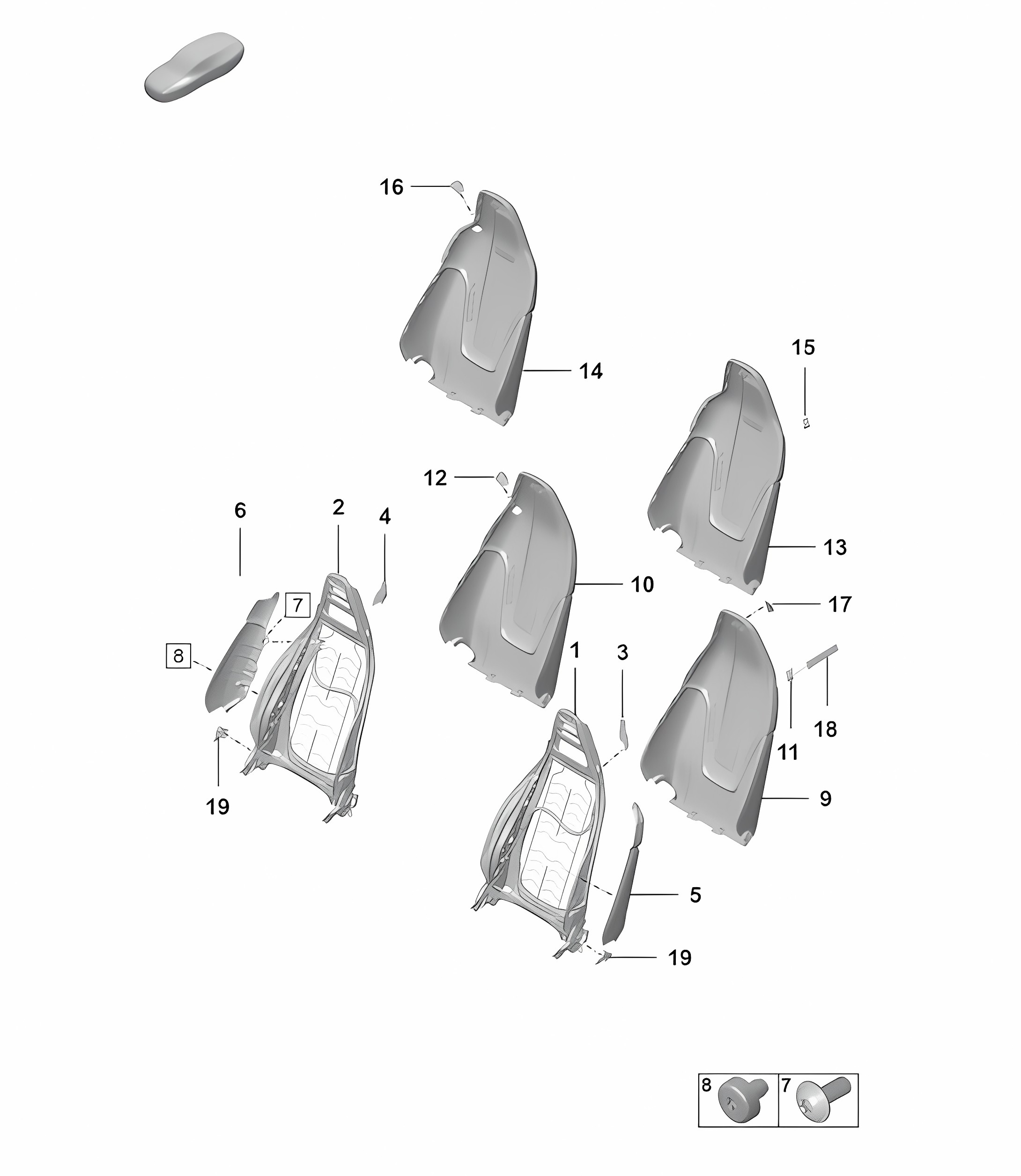 Backrest frame 992.1 Carrera 2019 - 2024