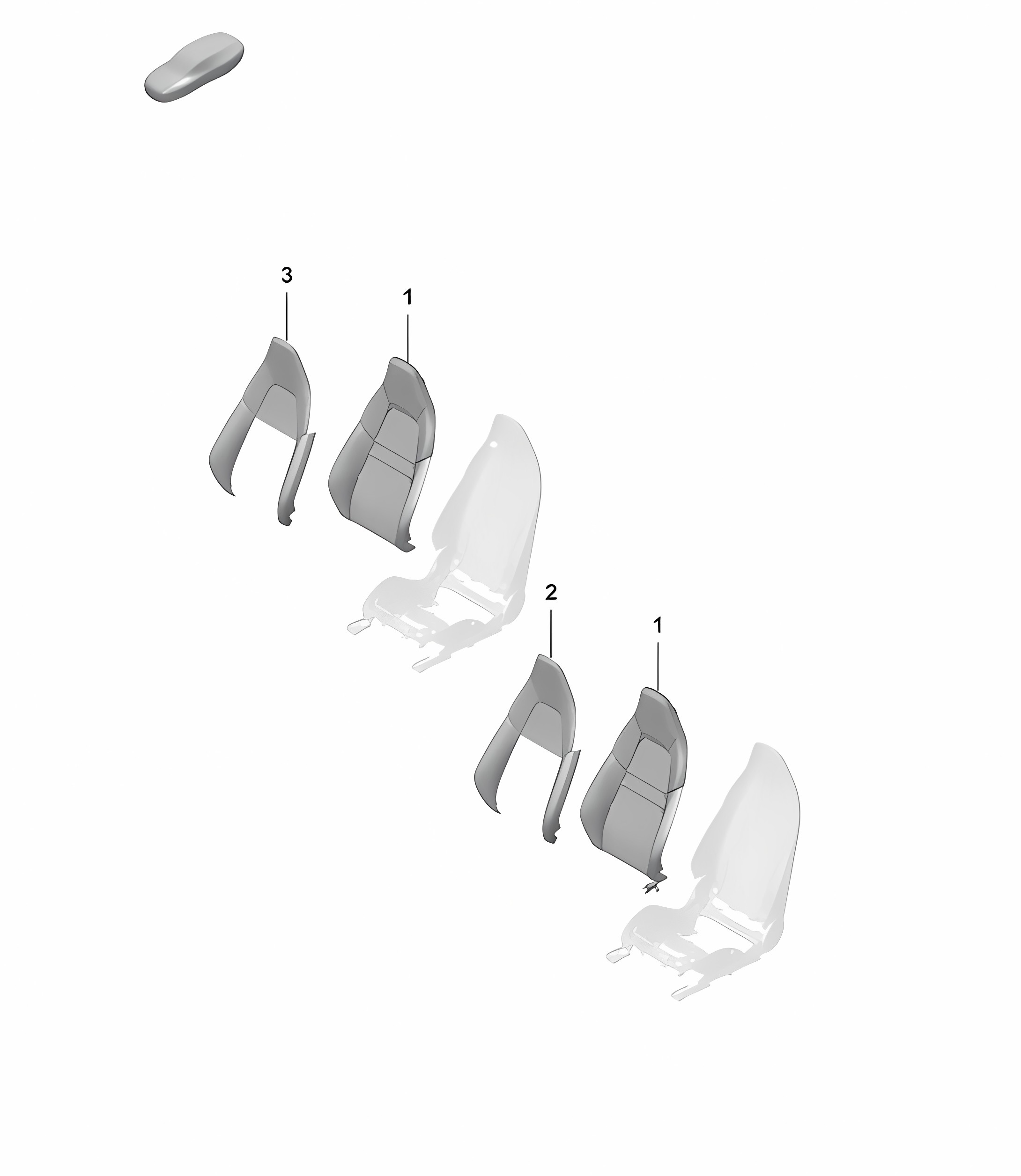 Foam part / Backrest cover / Sports seat 992.1 Carrera 2019 - 2024