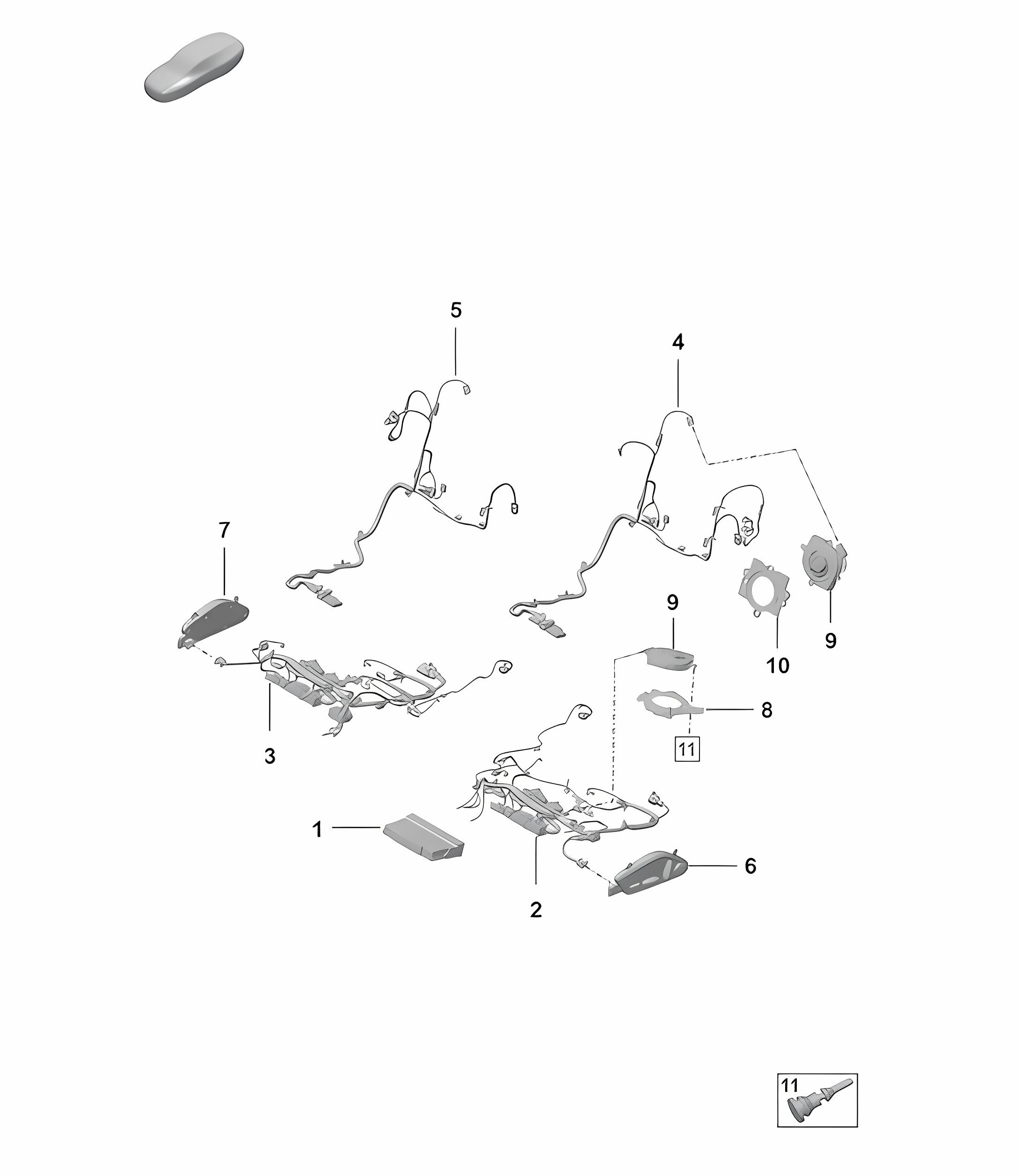 Electrics ports seat / Sports seat Plus  - For vehicles with 14-way seat adjustment - For vehicles with electrically adjustable 18-way seats  - 992.1 Carrera 2019 - 2024