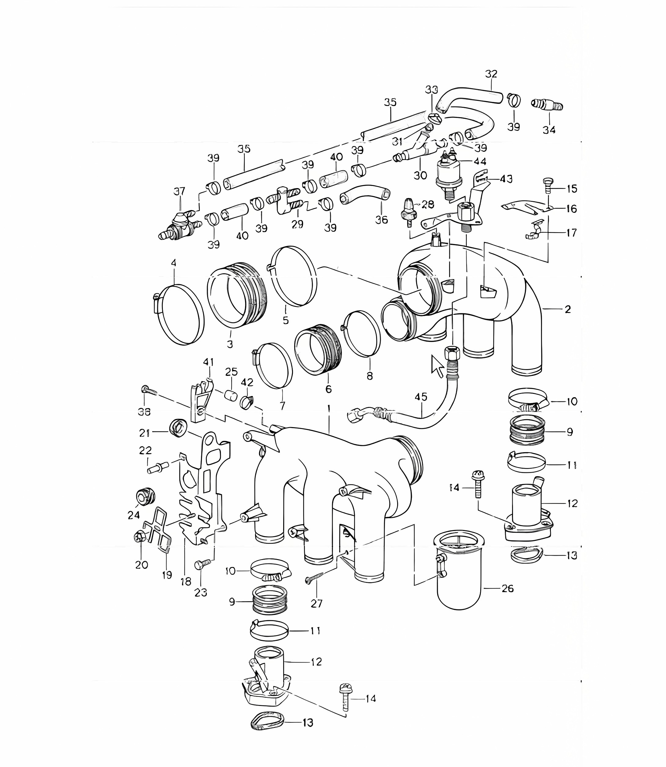 l-jetronic intake distributor 993 CARRERA M64.05/06/07/08 and 993 TURBO M64.60 1994-98