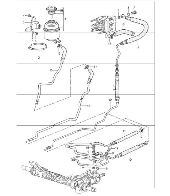Diagram 403-01 Porsche Cayenne 9PA1 (957) 2007-2010 Front Axle, Steering 