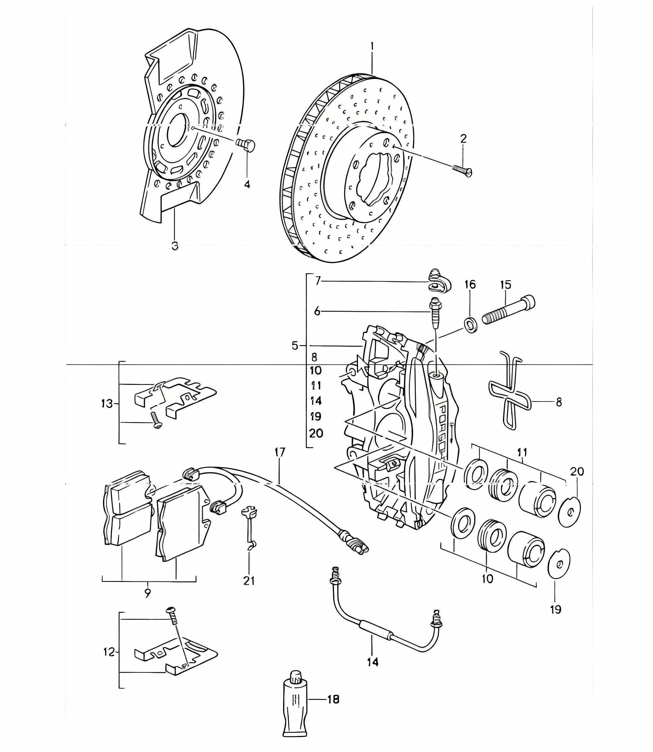 disc brake front axle 993 1994-98