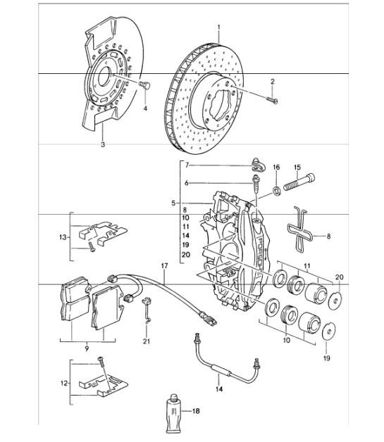 Diagram 602-00 Porsche 997 (911) MK1 2005-2008 Wheels, Brakes