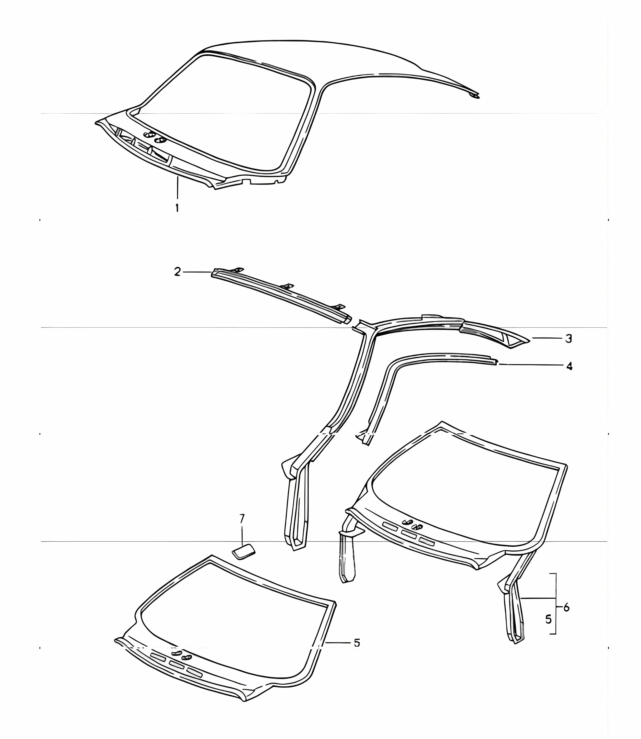 outer roof panel and windscreen frame 993 1994-98