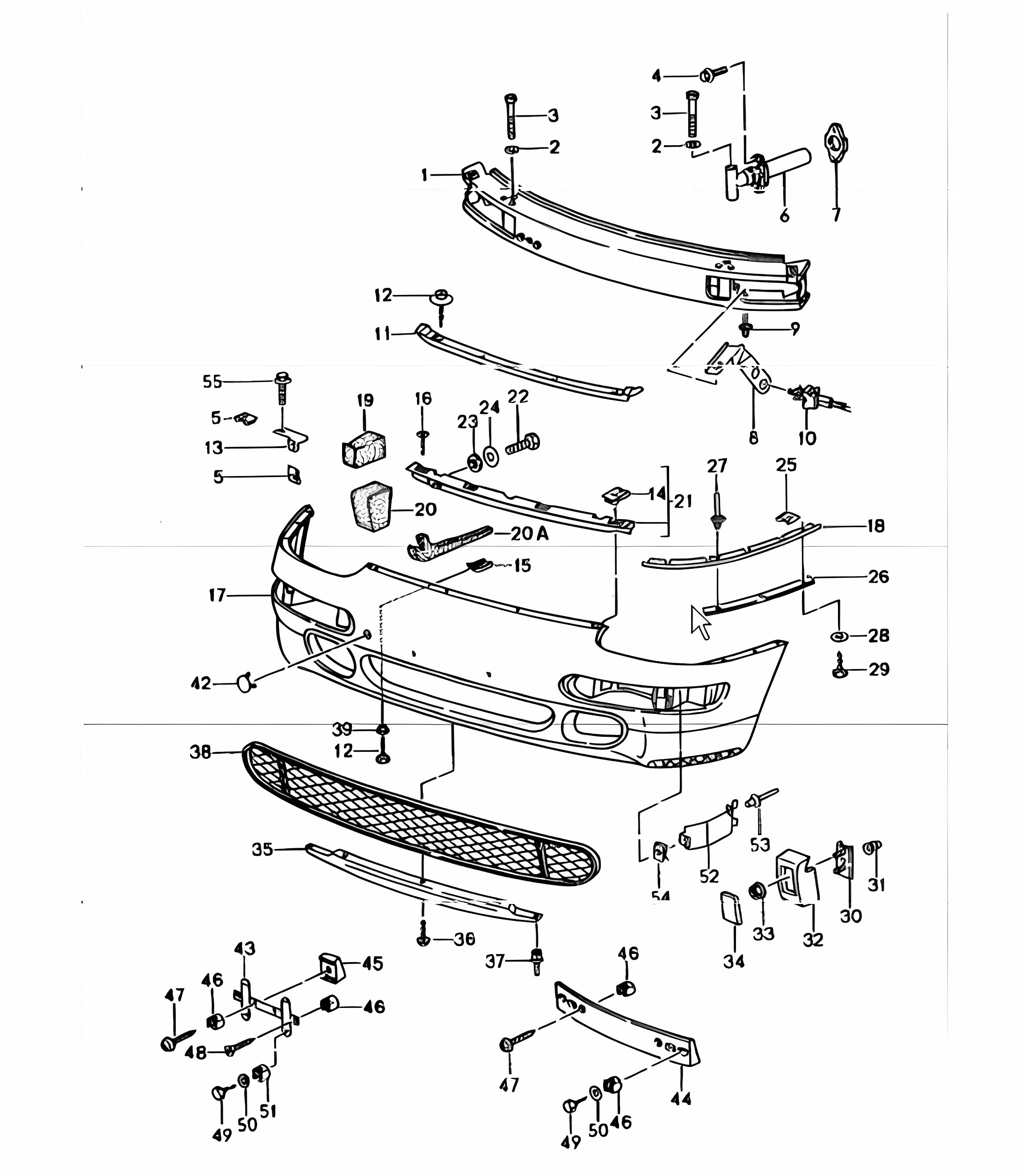 bumper front for 993 TURBO, 993 TURBO-LOOK and 993 CARRERA S/4S 1994-98