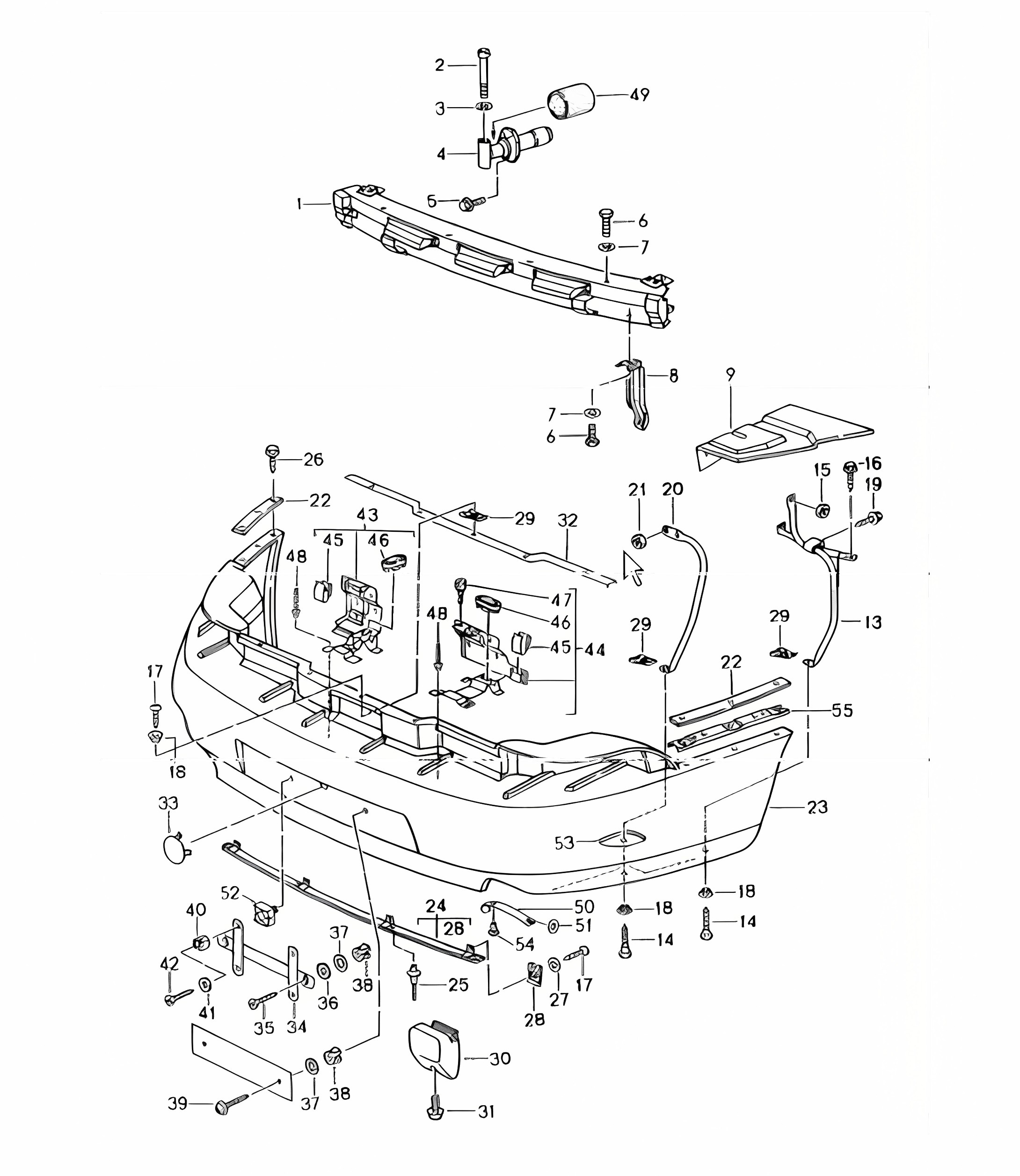 bumper rear 993 1994-98