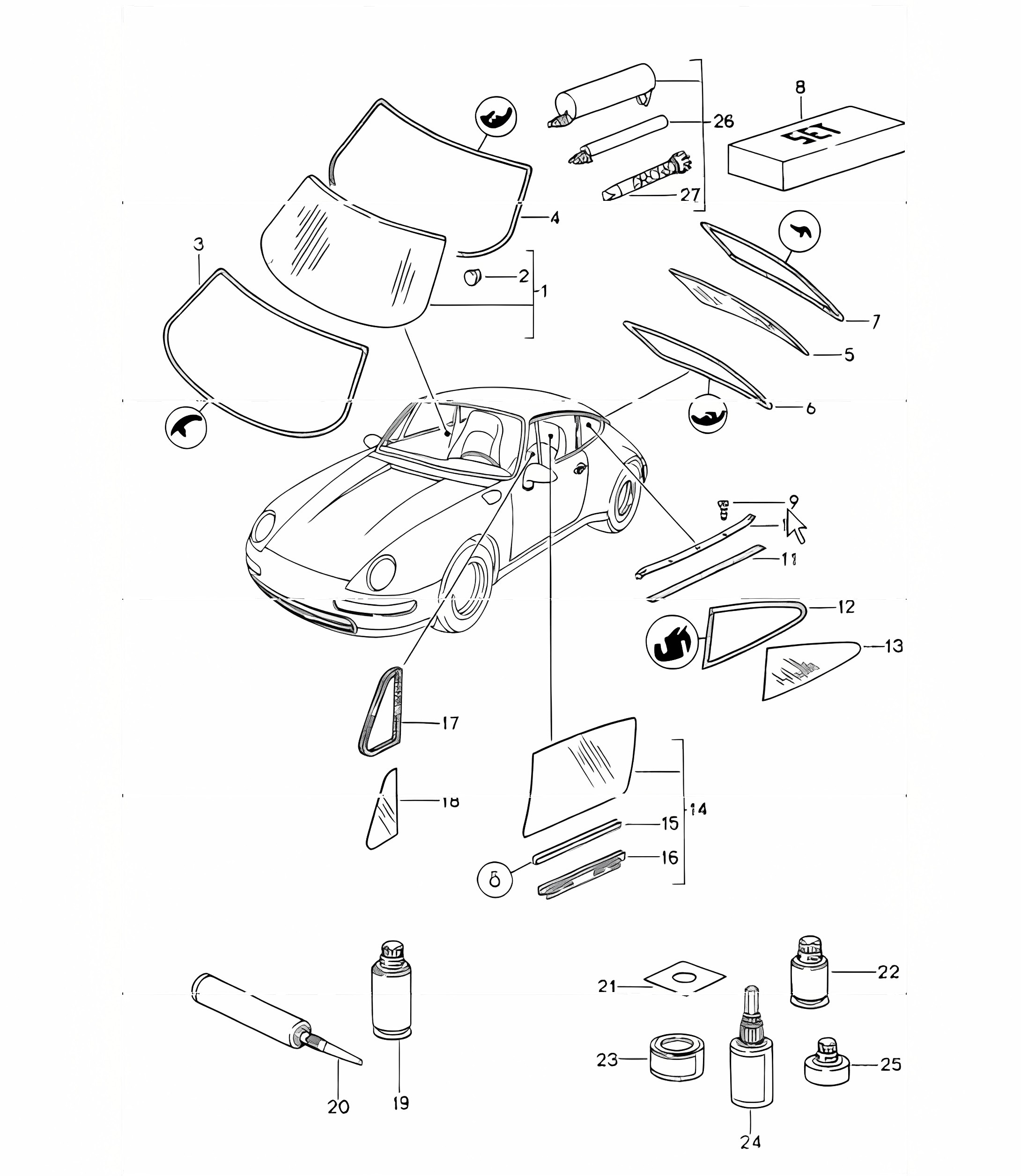 window glazing 993 COUPE 1994-98