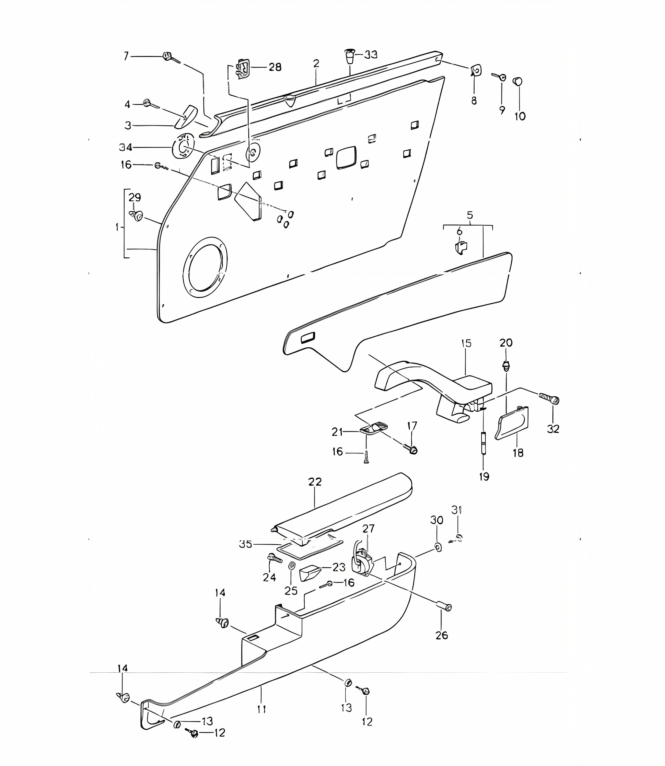 interior equipment doors  993 CARRERA / 4 UPTO 1996 and 993 TURBO/TARGA UPTO 1996