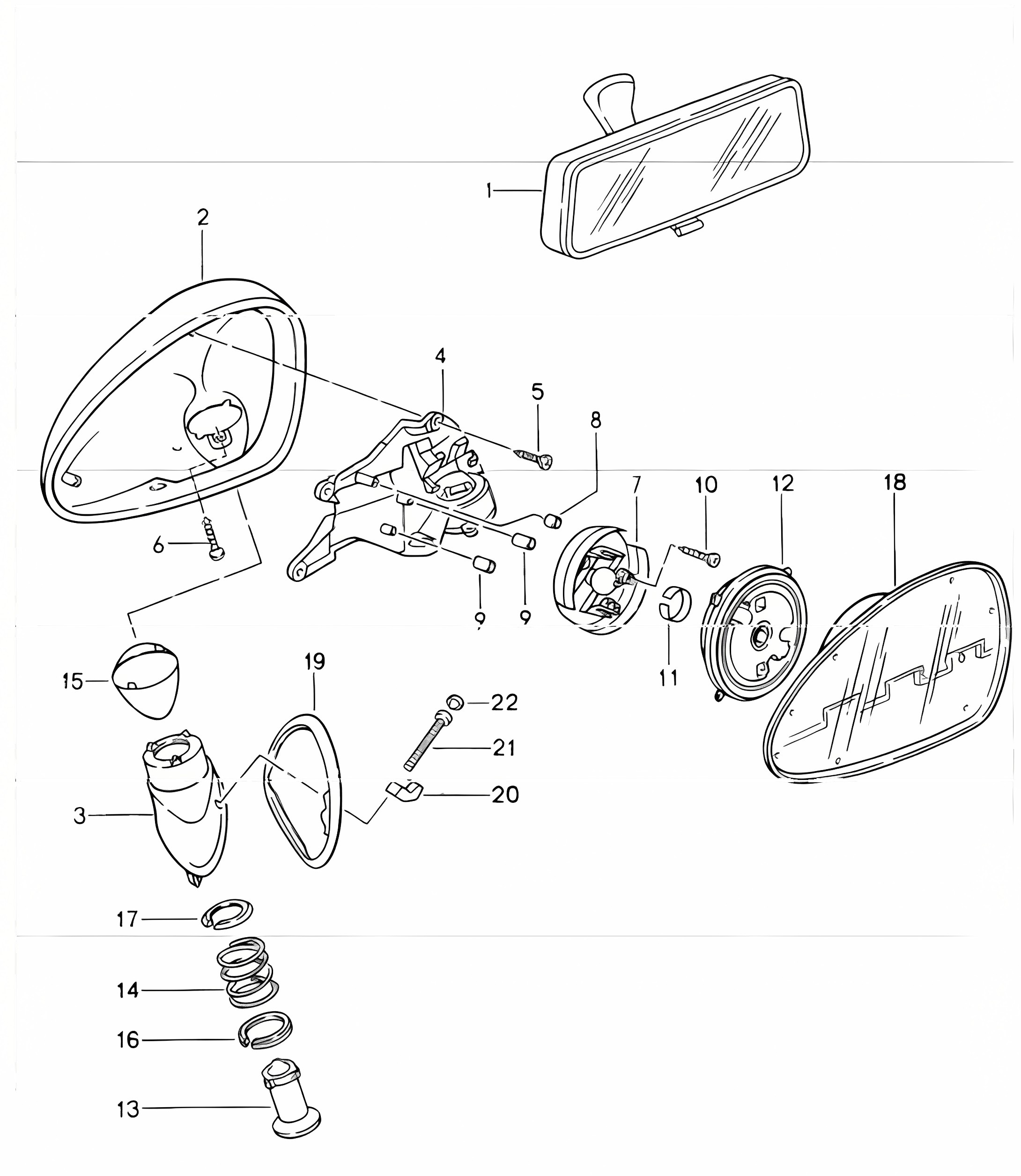 interior mirror and door mirror 993 CARRERA RS 1994-98