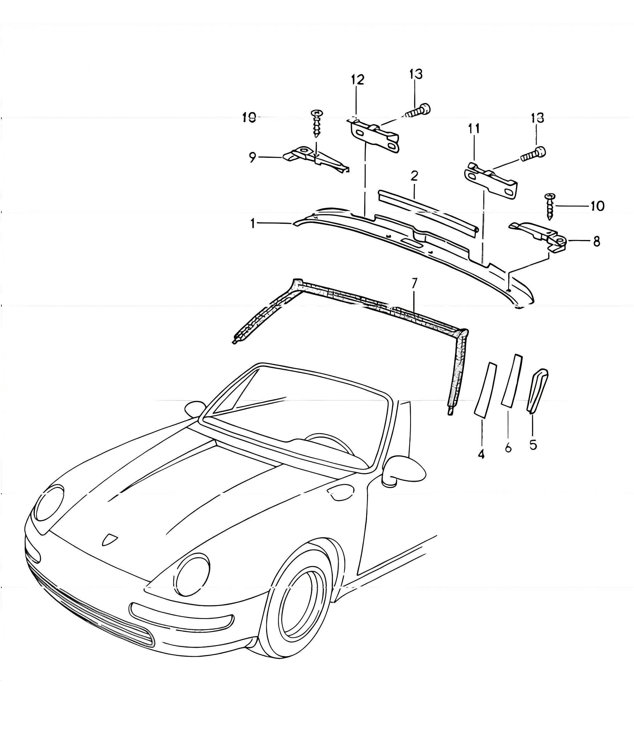 windscreen frame accessories 993 CABRIO 1994-98