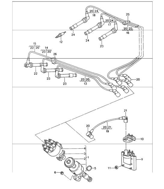 Diagram 901-01 Porsche 964 (911) C2 1989-93 Materiale elettrico