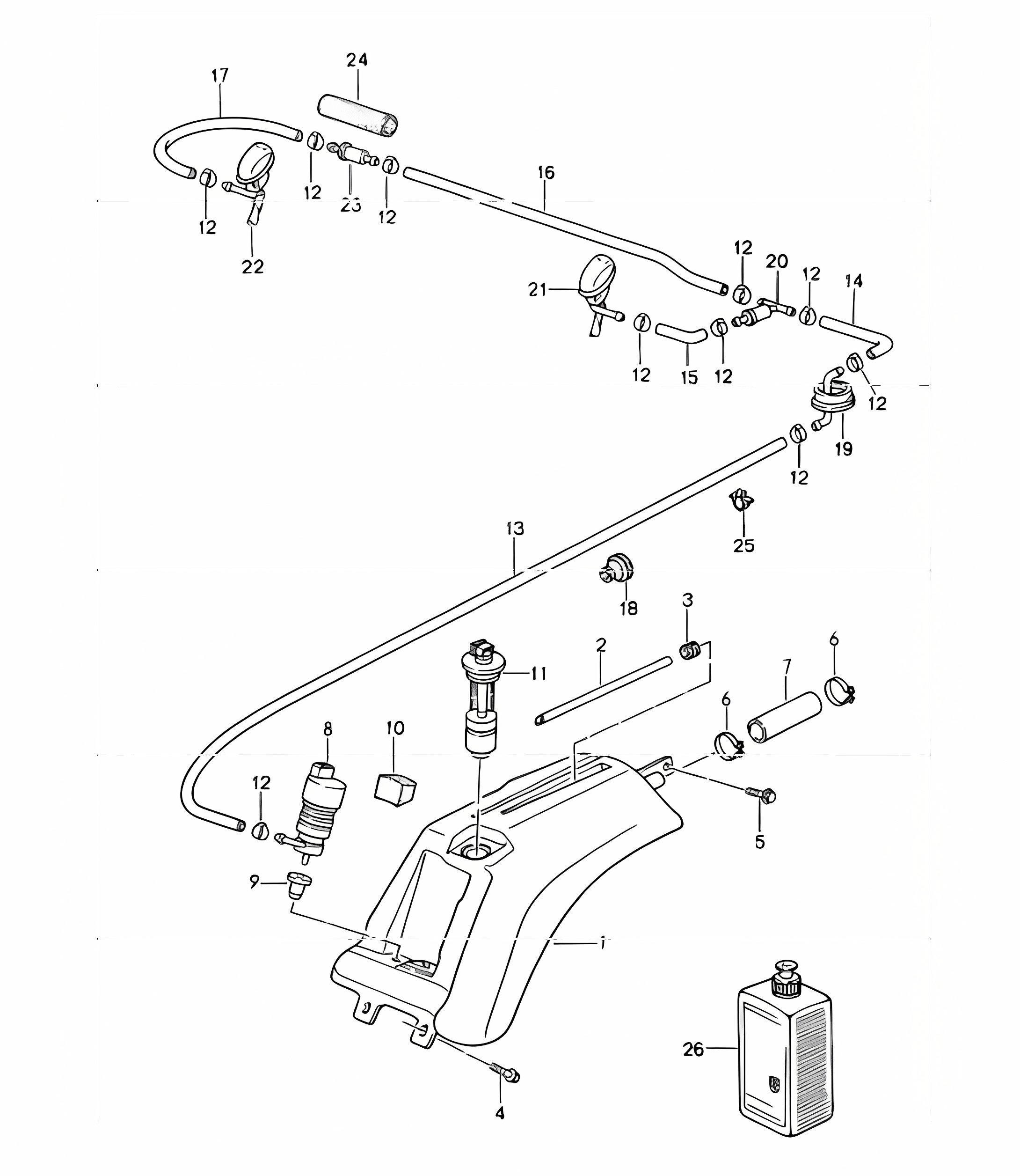windscreen washer system 993 1994-98