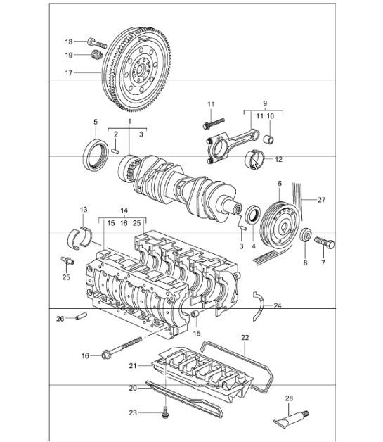 Diagram 102-00 Porsche 991.1 Carrera C4 3.4L (350 Bhp) 2012-16 Motor