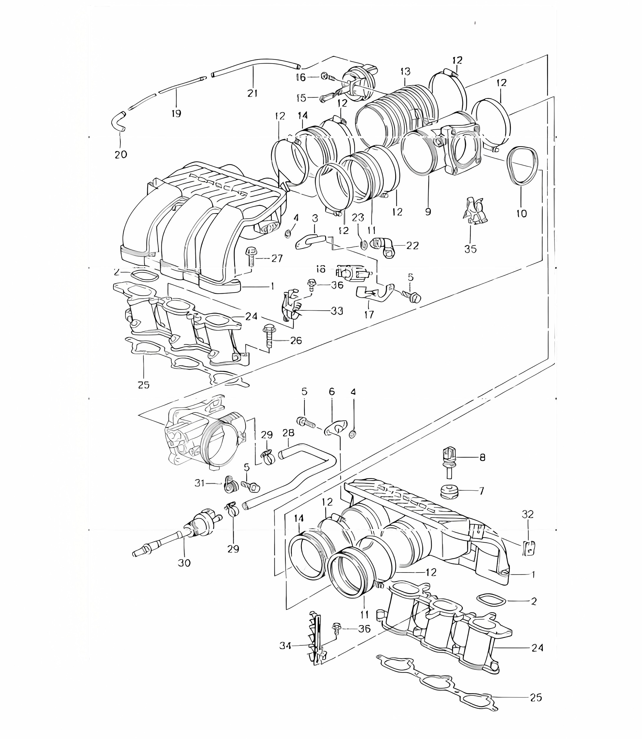 intake distributor 996 CARRERA 2/4/4S M96.01/02/03/04  1998-05