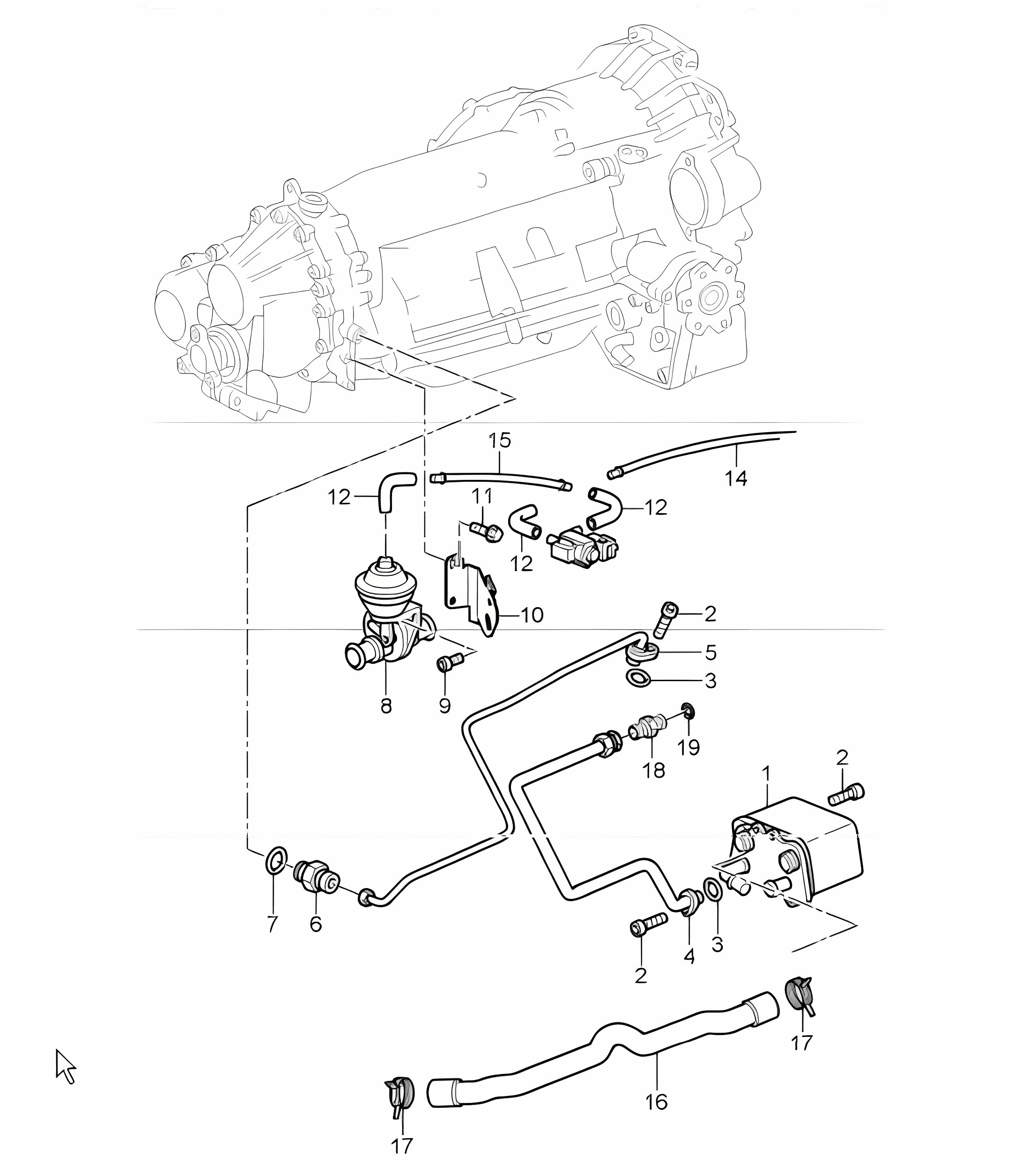 tiptronic atf cooler, atf lines 996 CARRERA 2/4 (M338/M339)  A96.10/35  2002 ONWARDS