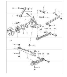 essieu arrière, support de roue, bras de suspension, moyeu de roue 996 1998-05