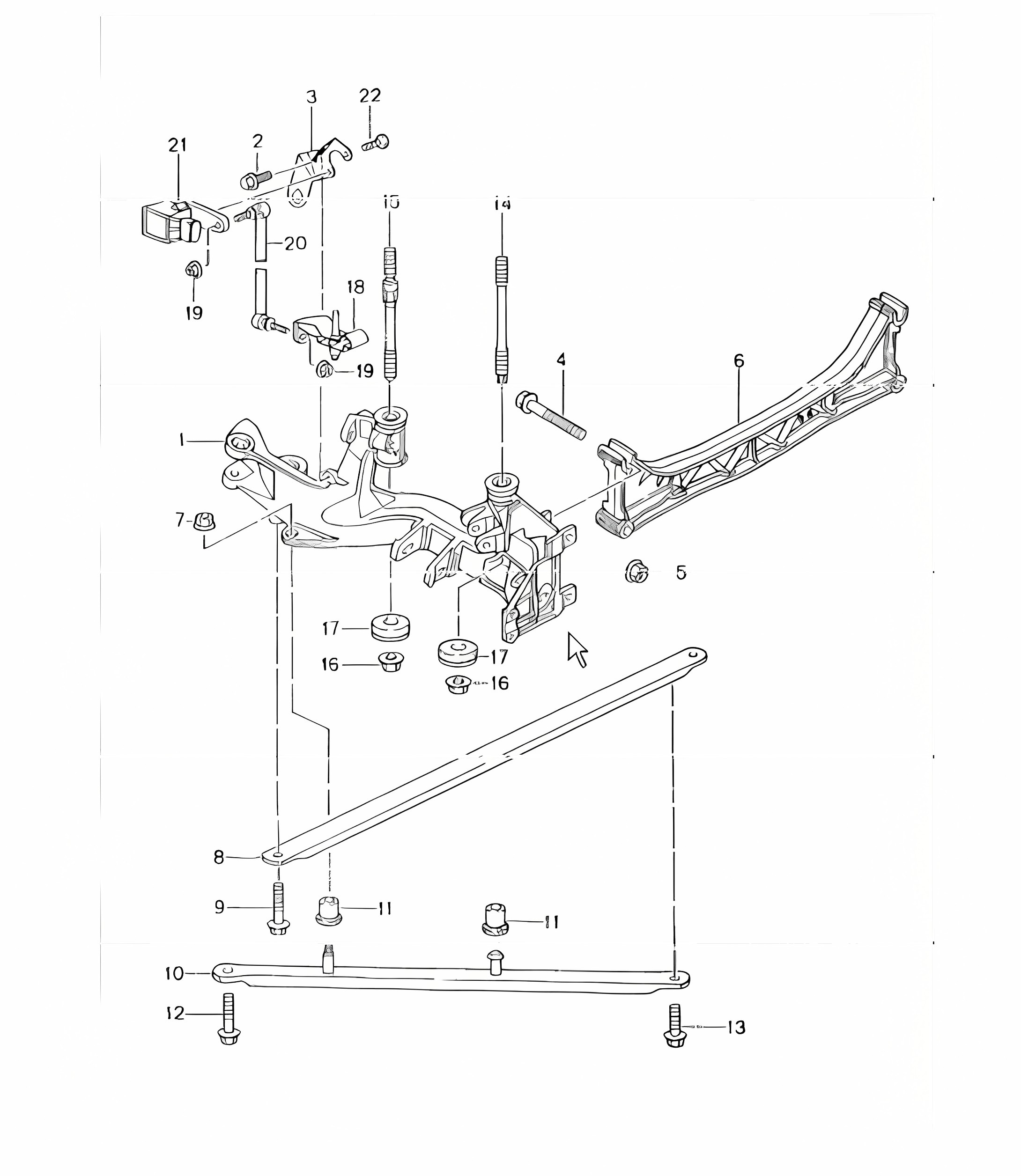 rear axle, side section, bracket 996 1998-05