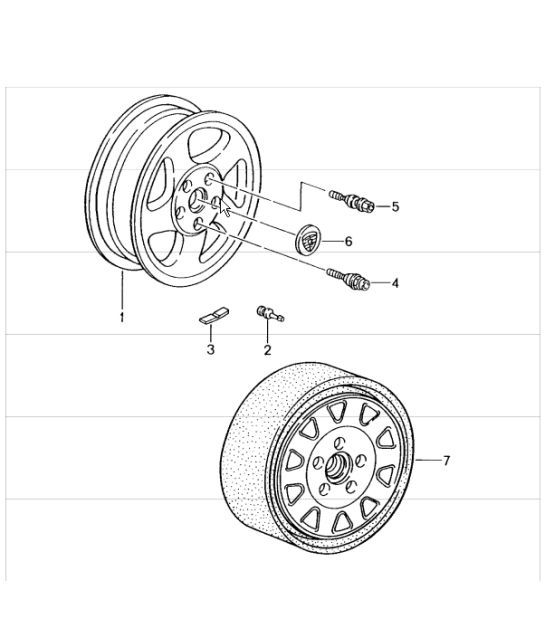 Diagram 601-00 Porsche Cayenne 9PA (955) 2003-2006 Roues, Freins