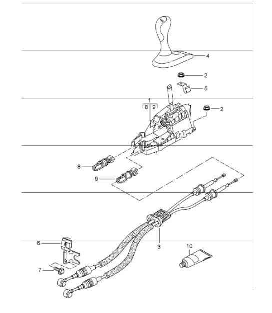 Diagram 701-00 Porsche Macan (95B) MK1 (2014-2018) Sistema a leva manuale, gruppo pedali 