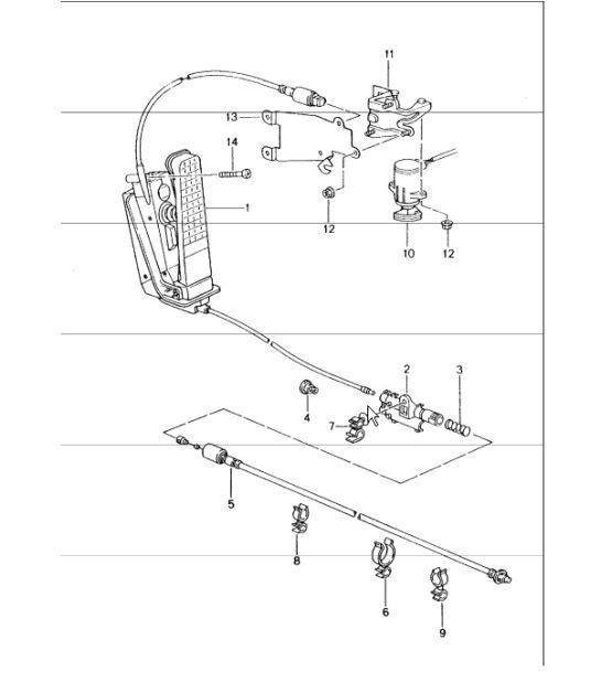 Diagram 702-10 Porsche Boxster 981 Spyder 3.8L 2016 Hand Lever System, Pedal Cluster 