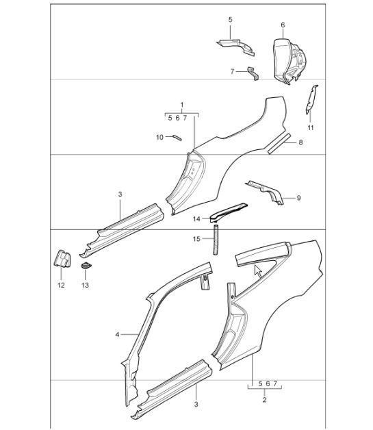 Diagram 801-65 Porsche Boxster 986/987/981 (1997-2016) Body