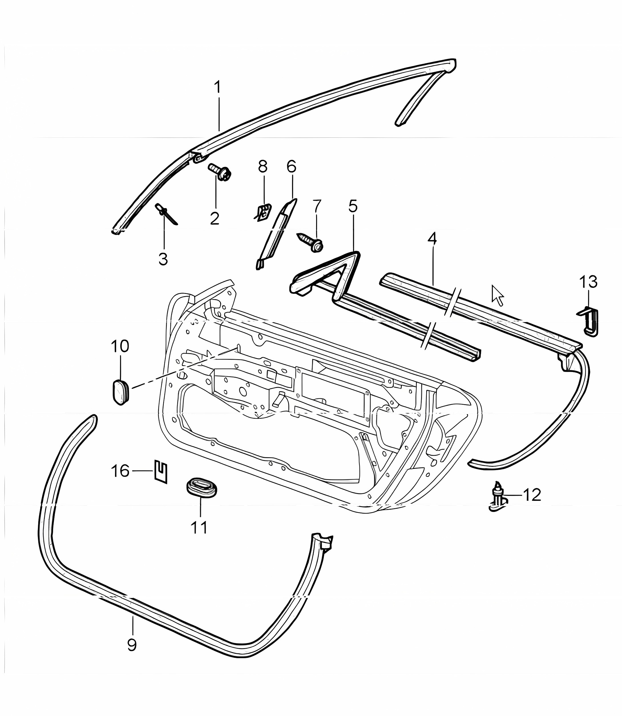door seal, gasket, windscreen frame 996 1998-05