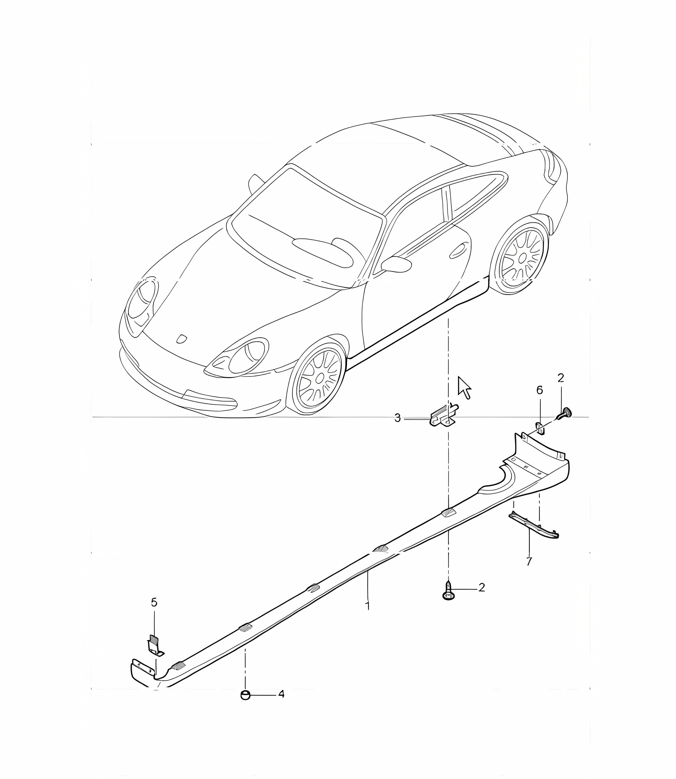 trim cover, door sill, single parts 996 CARRERA 4 1998-05