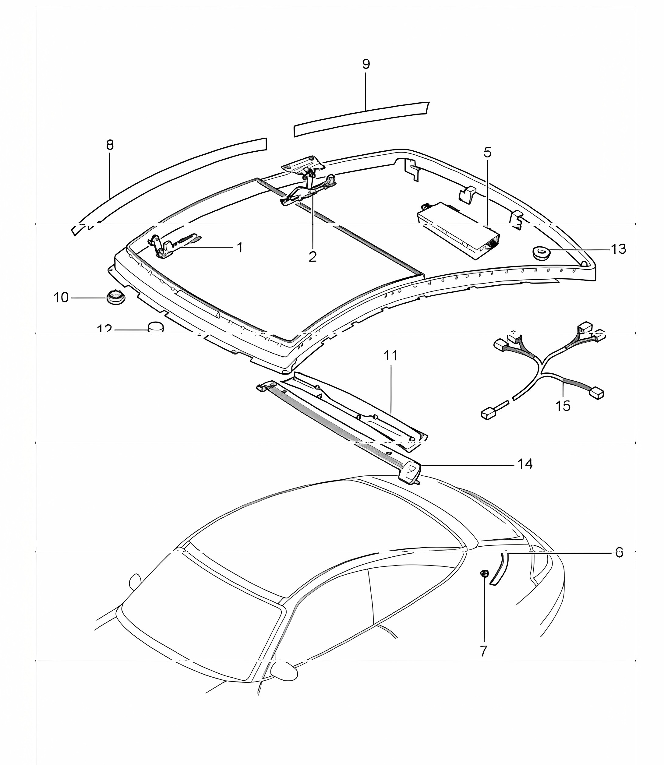 glass roof driving mechanism 996 TARGA 1998-05