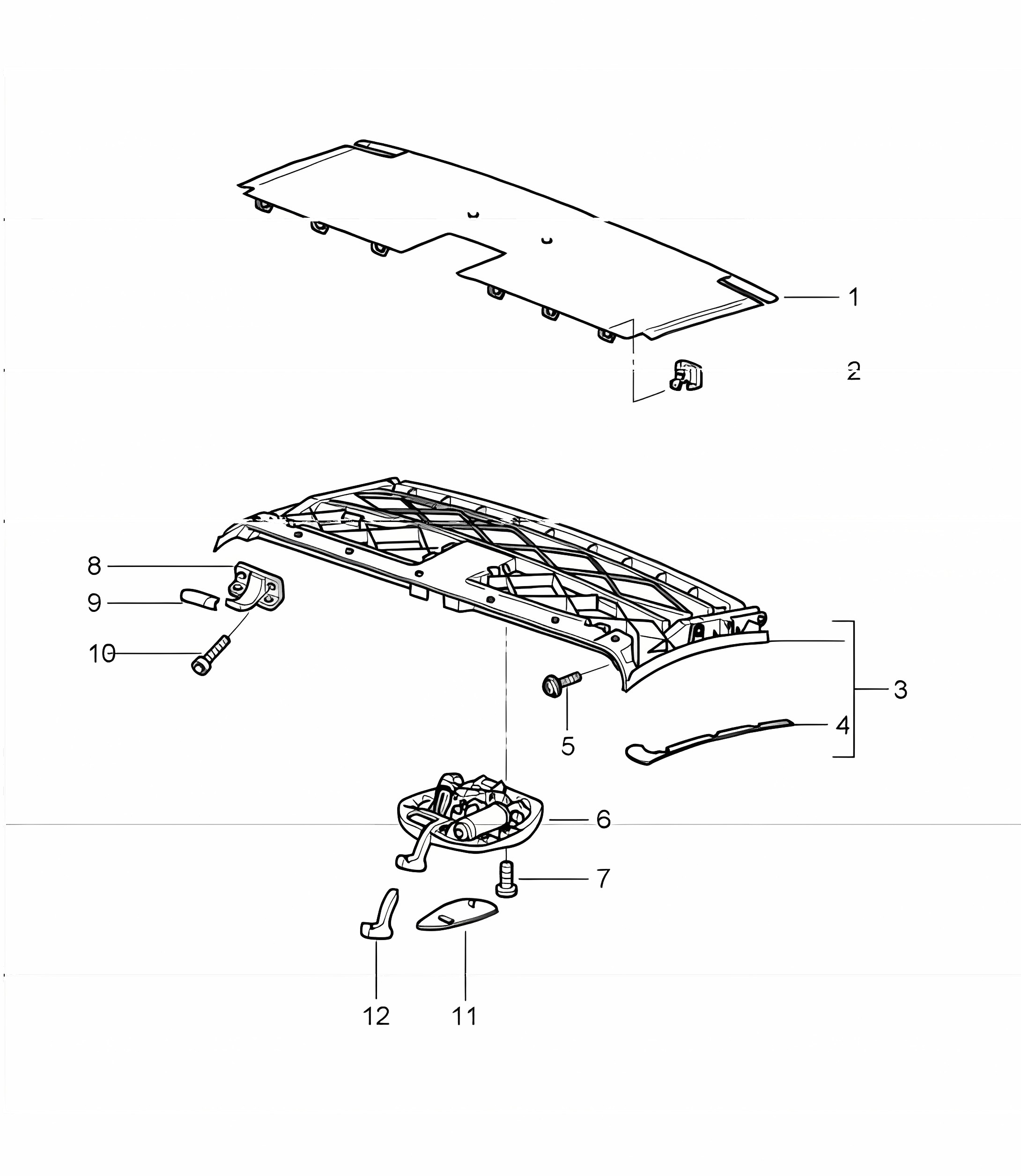 convertible top frame, front, roof frame, catch 996 1998-05