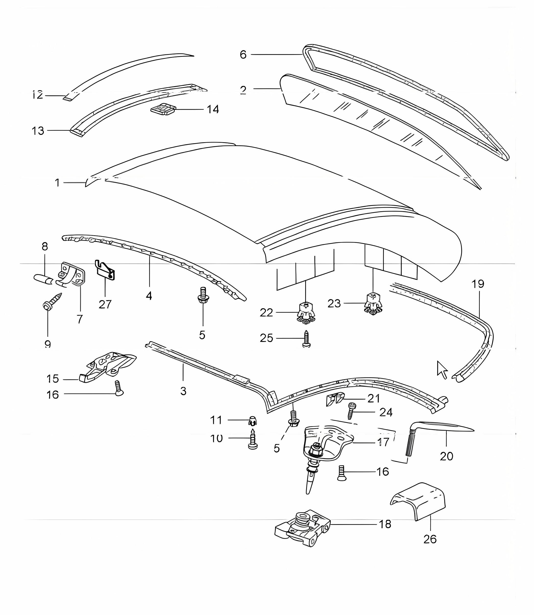 hardtop accessories gaskets 996 M550 (Hard top) 1998-05