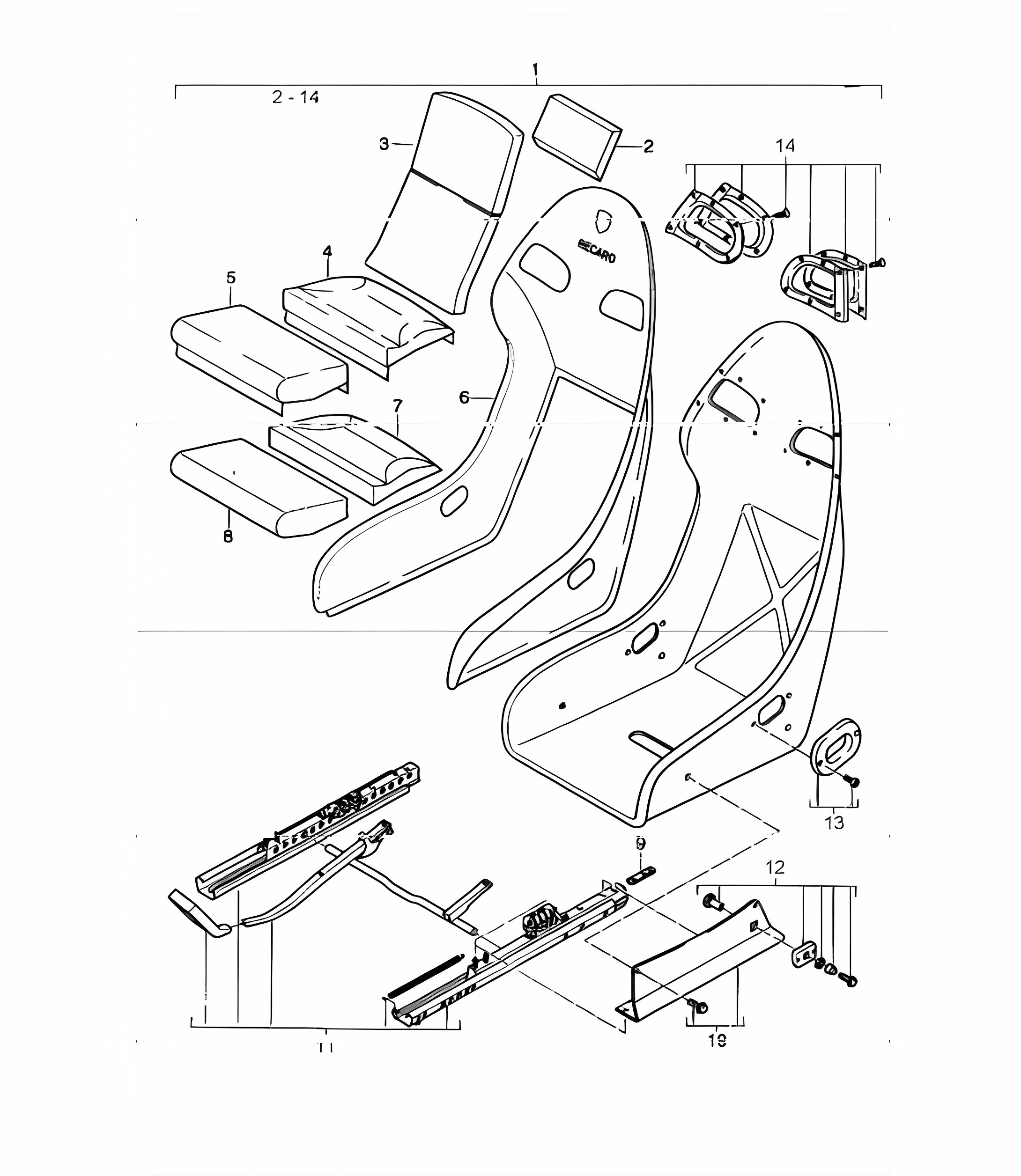 bucket seat with perlon velour cover 996 CARRERA 1998-05