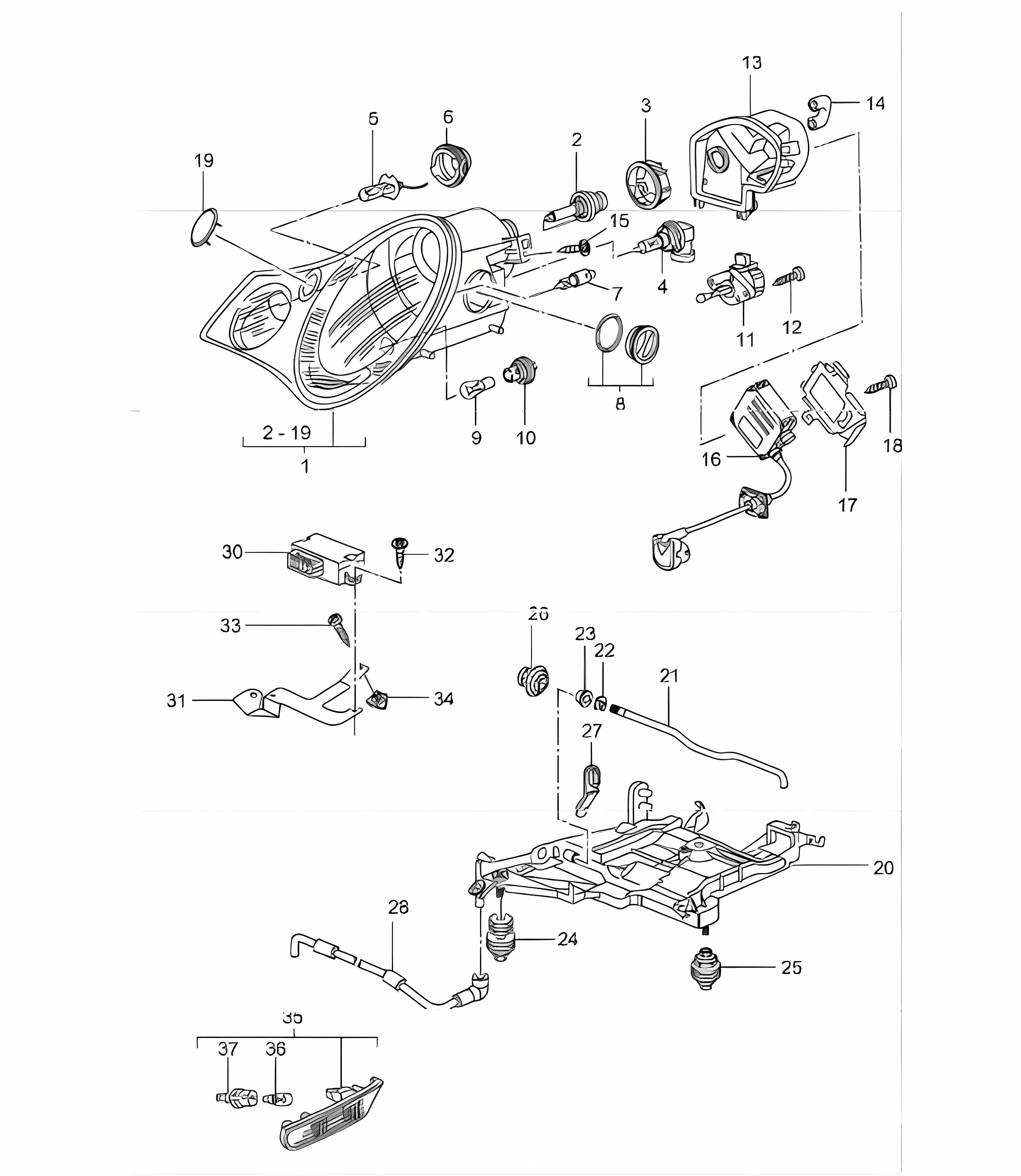 headlamp direction indicator light 996 M601 (Litronic headlights) 2002 ONWARDS