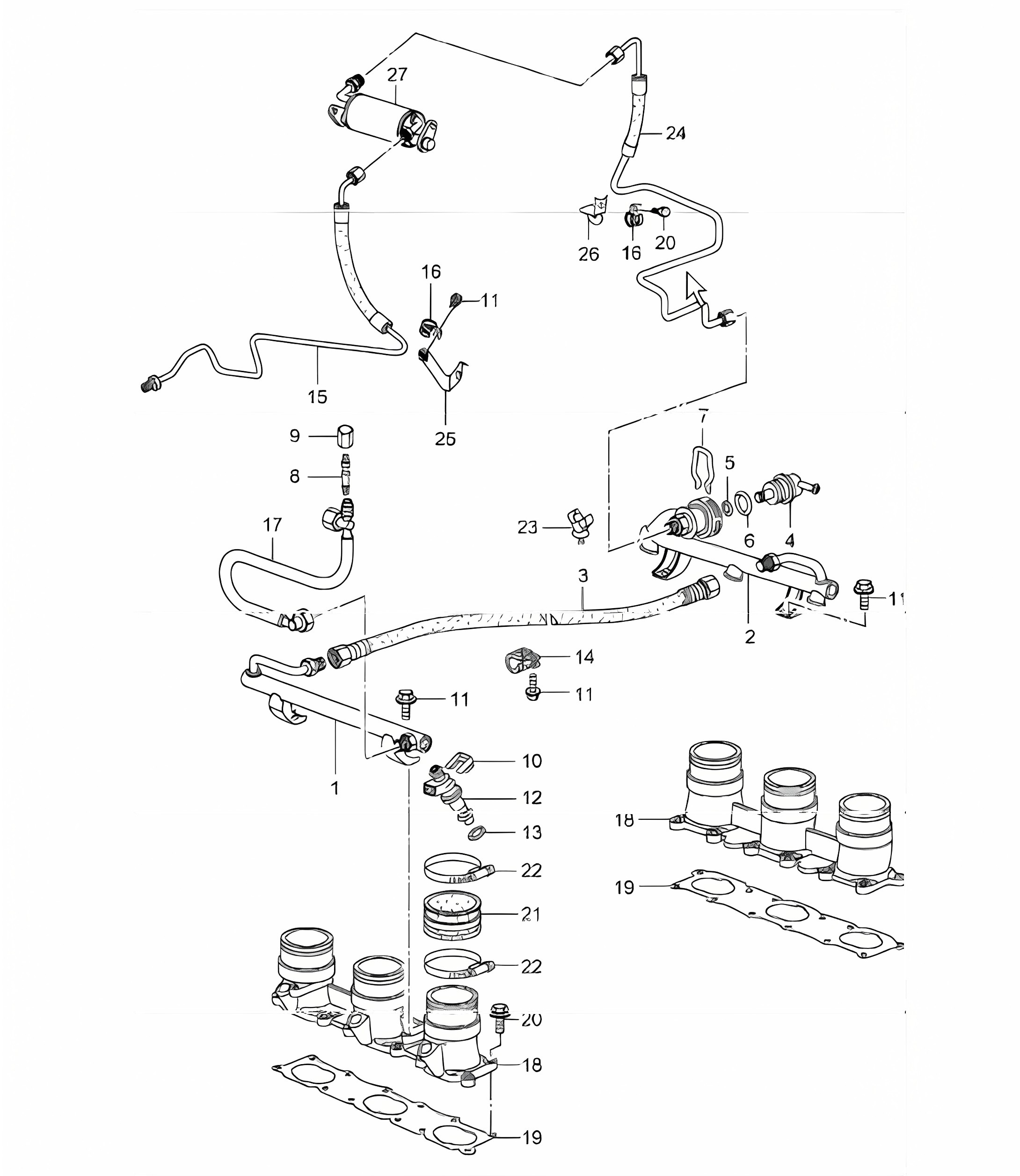 fuel collection pipe 996 TURBO 2001-05