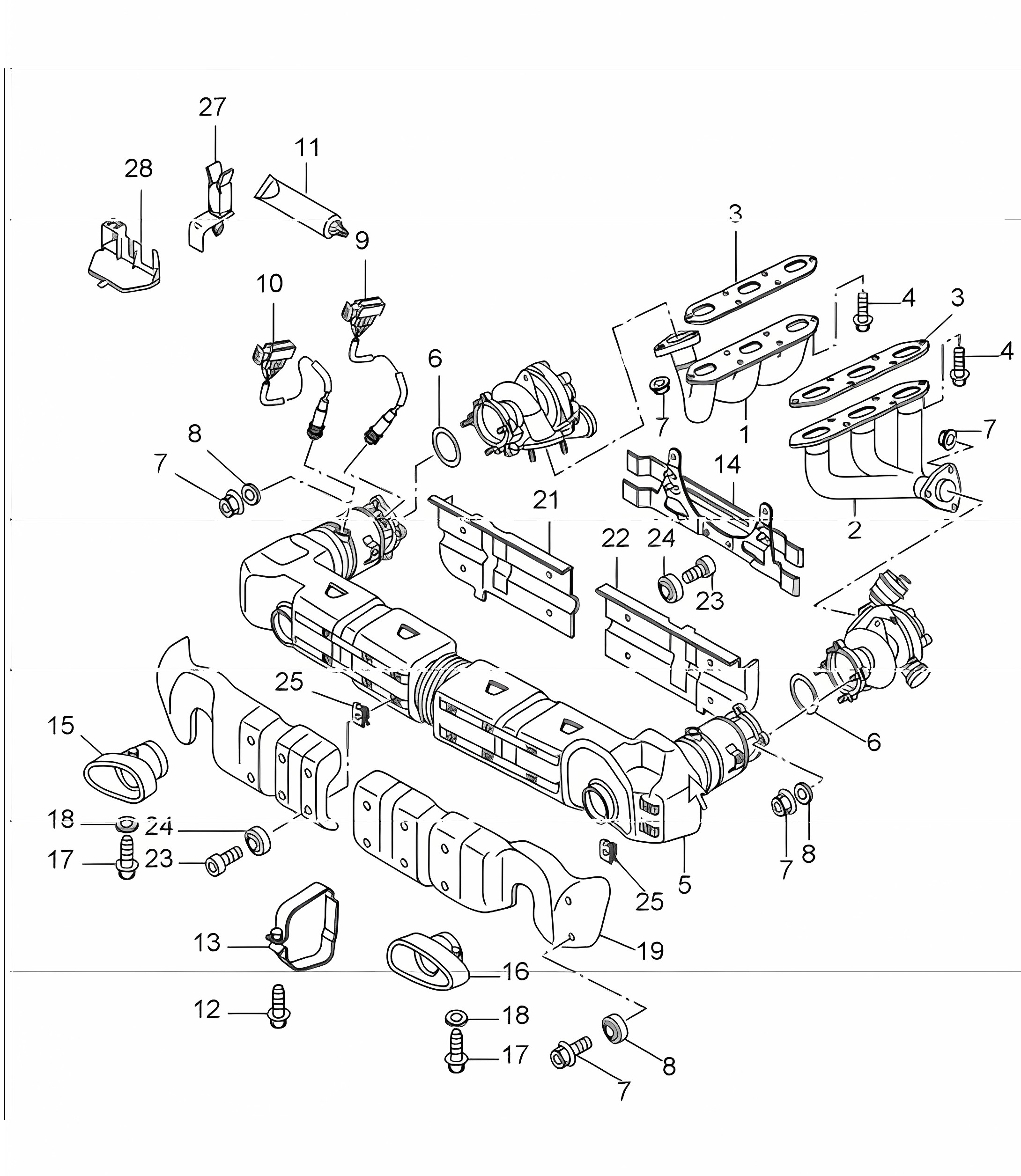 exhaust system 996 TURBO 2001-05