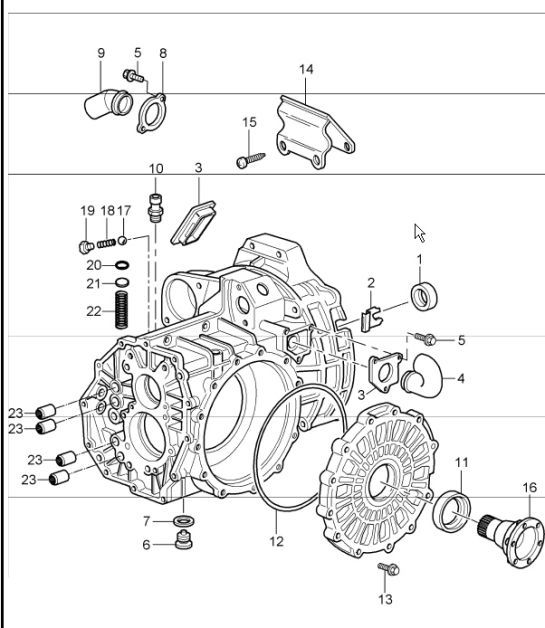Diagram 302-01 Porsche 957 Cayenne S / GTS 4.8L 2007-10 Transmisión